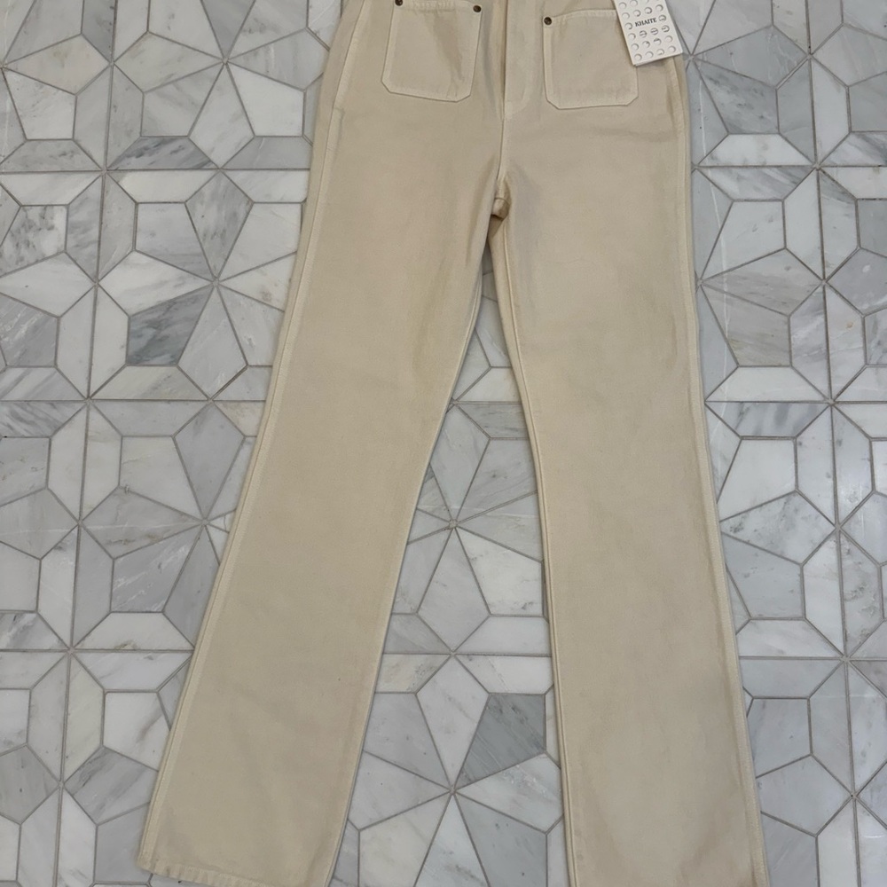 KHAITE Cream Straight Leg Jeans - New With Tags